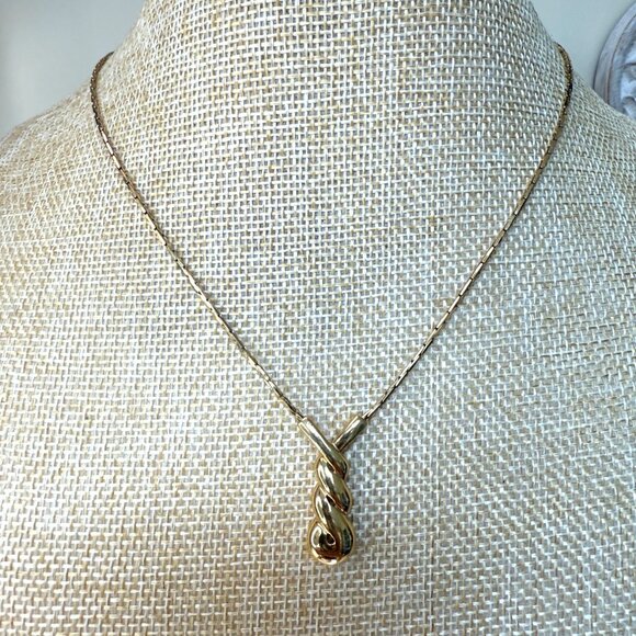 Monet Gold-Tone Twisted Knot Pendant Necklace With 16" Chain - Picture 2 of 7